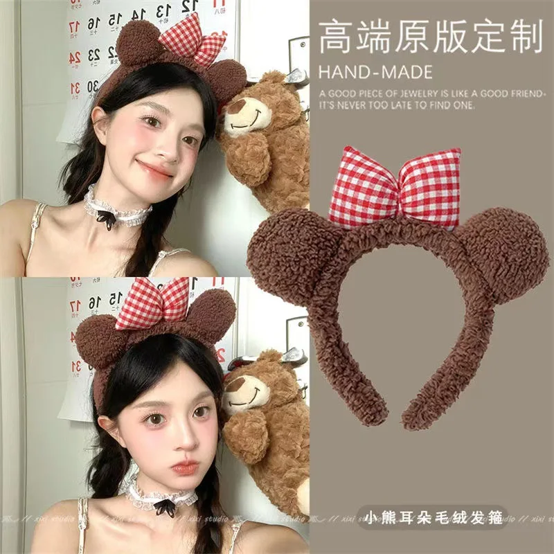

Kawaii Disney Mickey Mouse Hairband For Women Cute Plush Hair Clip Fall/Winter Face-Washing & Makeup Hairband Holiday Gift