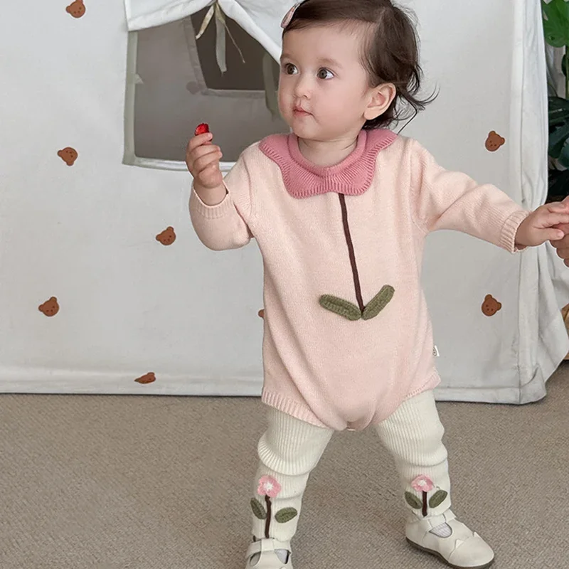 2026 ربيع جديد الرضع طفل الفتيات محبوك بذلة 0-3Yrs ملابس الأطفال الوليد الطفل بنات محبوك داخلية + السراويل 2 قطعة #5