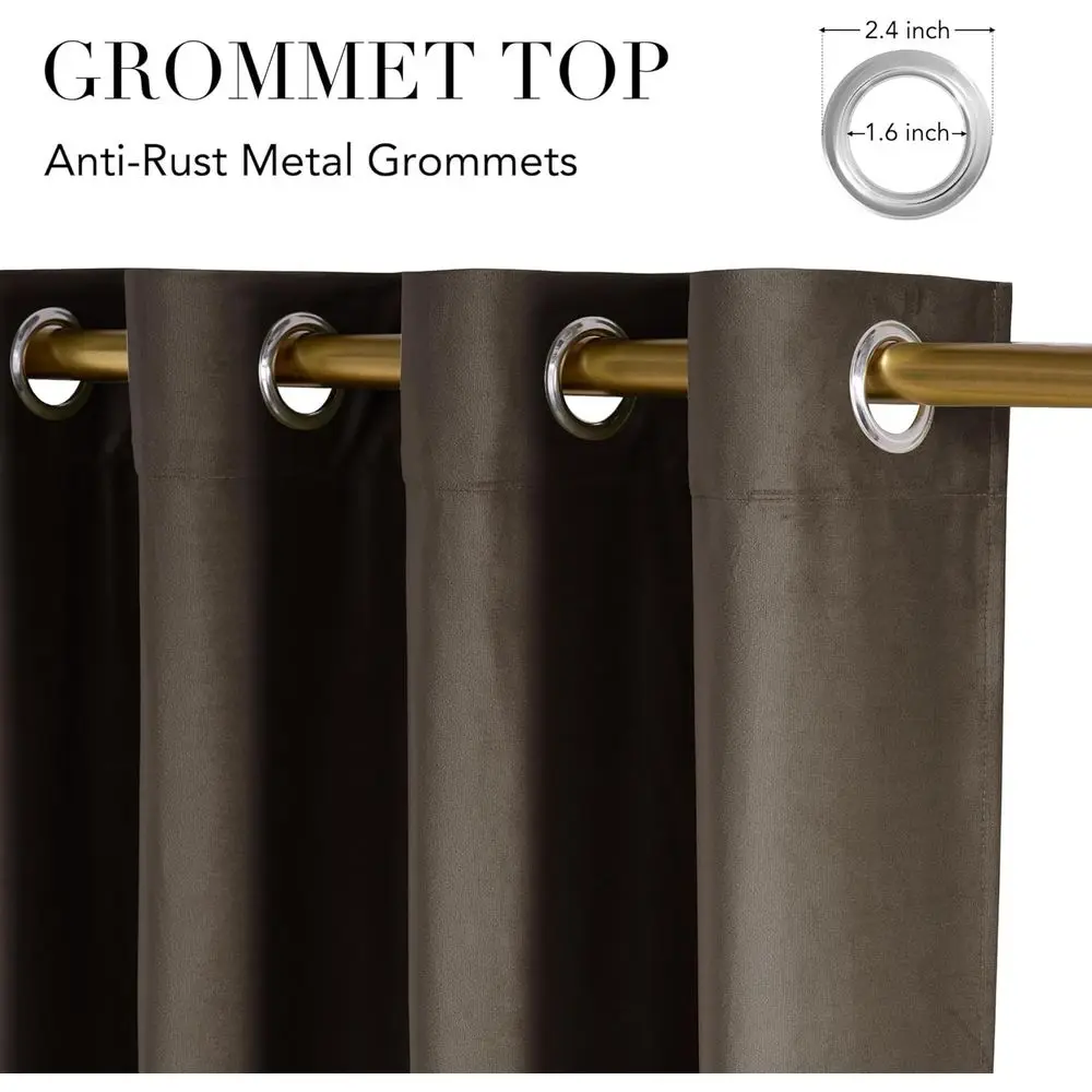 Beigefarbene Samtvorhänge für Wohnzimmer, 96 lang, 2-teiliges Set, Tülle oben, weich, raumverdunkelnd, 52 B x 96 L