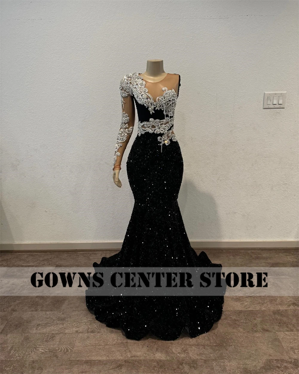 Newfangled Black Sequin Aso Ebi Prom Dresses Luxury 2025 Beaded Rhinestones Tassels Evening Gown One Shoulder Mermaid Customized