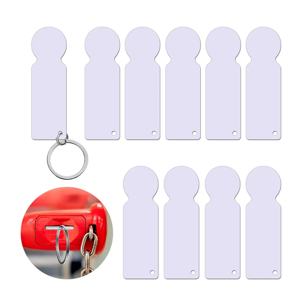 100Pcs Sublimation Aluminum Shopping Cart Coin Picture Frames Blanks With Keychain Trolley Token Metal Shopping Token Ring