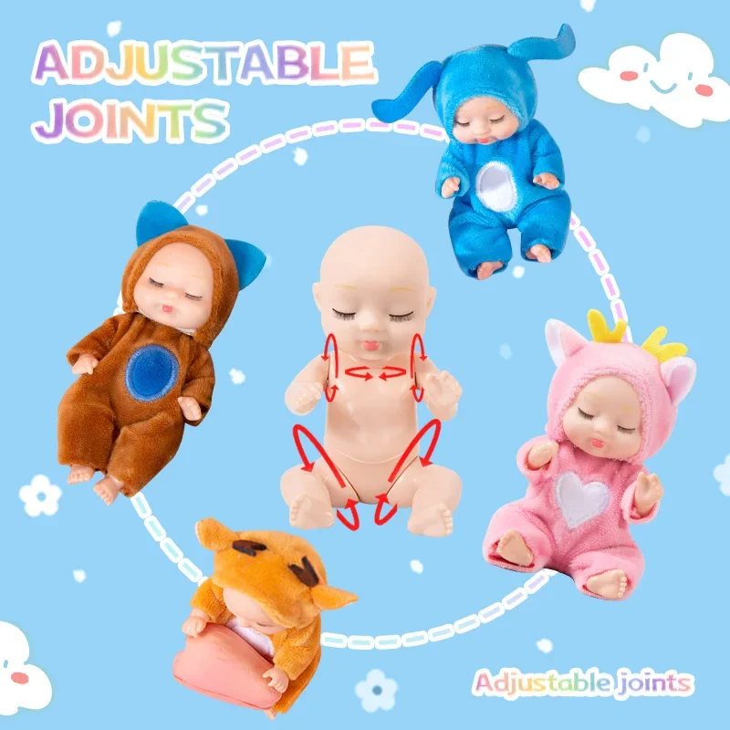 6pcs/set Mini Sleeping Mini Reborn Dolls Children Cute Baby Dolls Boys Girls Reborn Adorable Toys Simulation Princess Toy