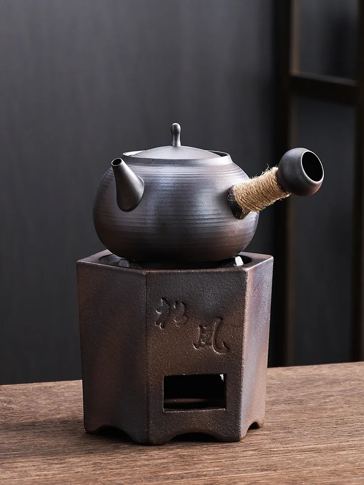 

Чайник ручной работы из керамики с ручкой, выполненный по традиционной технике обжига на твердых видах древесины, для домашнего использования, подходит для различных типов плит.