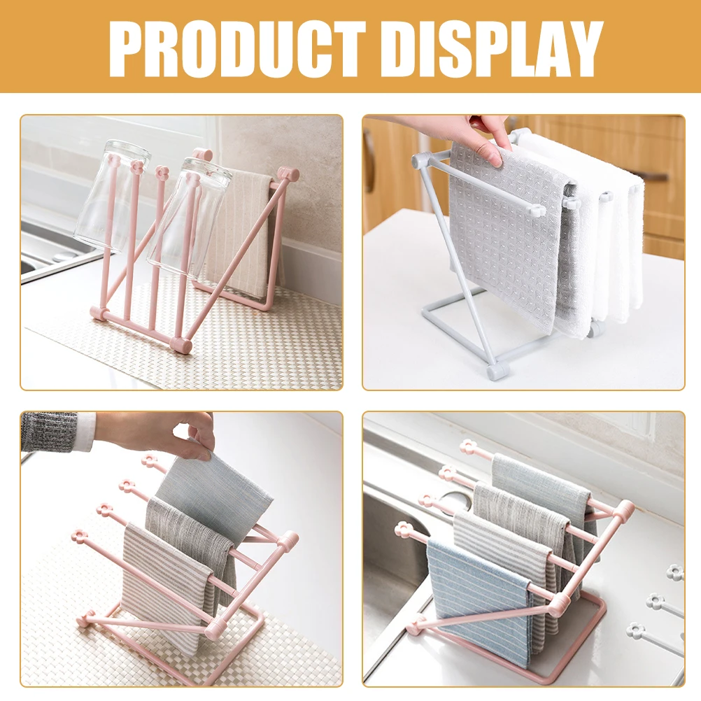 

3pcs Kitchen Countertop Dishcloth Drying Rack Foldable Towel Bar Rack Pp Storage Holder Sink Organizer Drain Sponge Holder