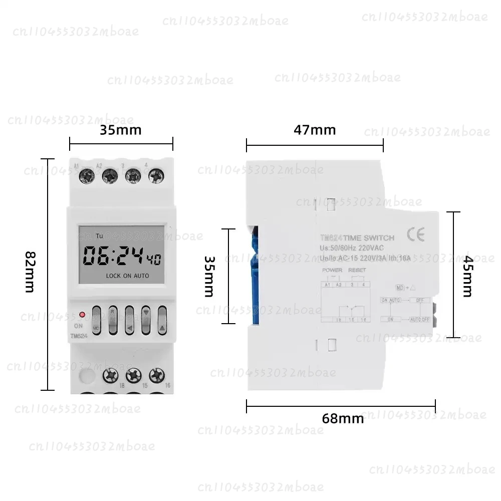 TM624 power supply time-controlled switch intelligent switch timer 40 groups time-controlled bell , guide rail installation 220V