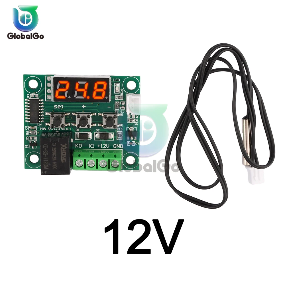 W1209 Digital LED DC 12V Heat Cool Temp Thermostat Temperature Control Switch Module On/Off Controller Board + NTC Sensor