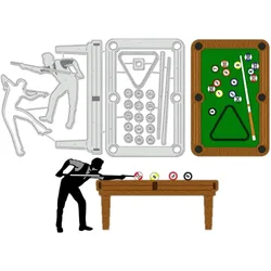 1pc Pool Table Cutting Dies Ball Game Stencils Billiards Player Decorative Embossing Stencils for Scrapbooking Photo Album