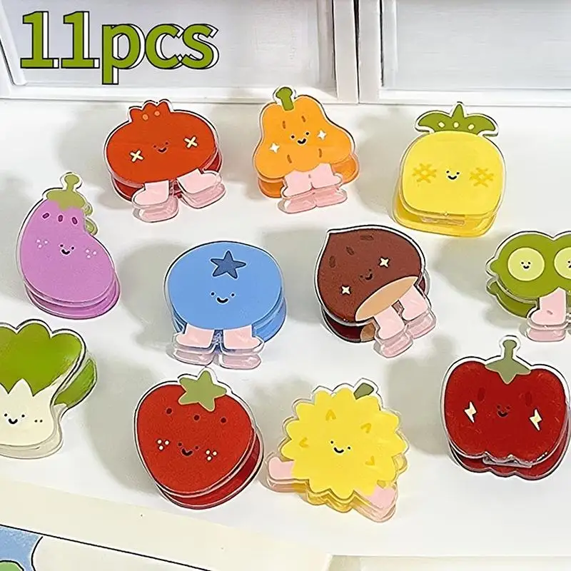 7-11 Pcs Cute Fruit Vegetable Snack Sealer Clips Reusable Portable Multi Use for Home Kitchen Travel Food Bag Sealing
