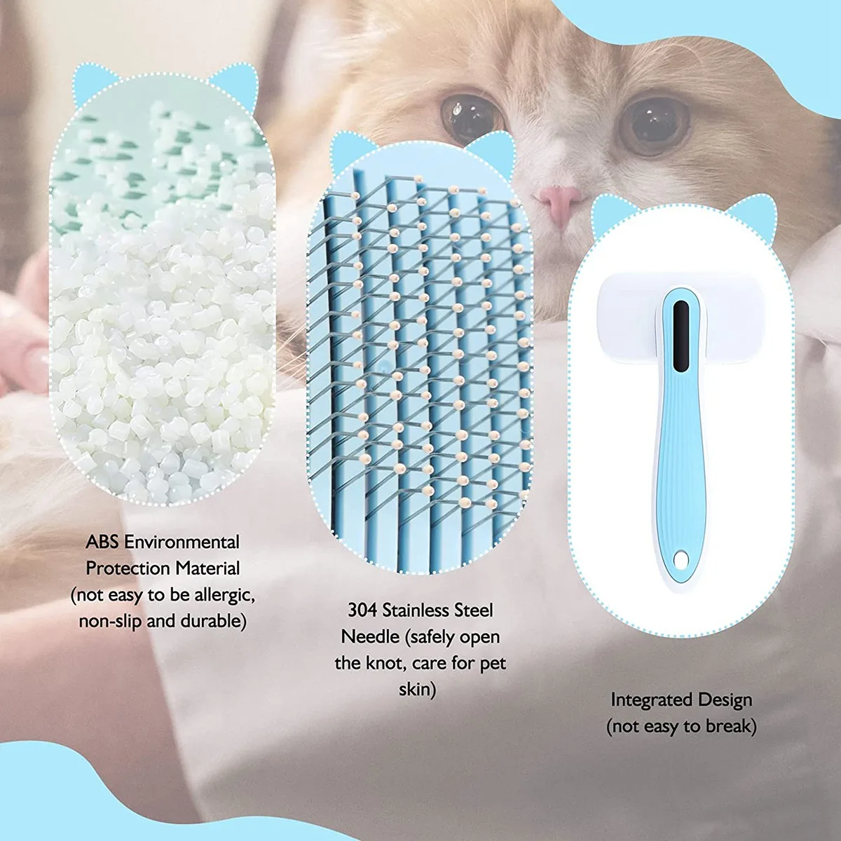 ABVJ-1 PCS ヘアリムーバー犬ブラシペットブラシペットブラシワンボタンでペットの毛をきれいにします