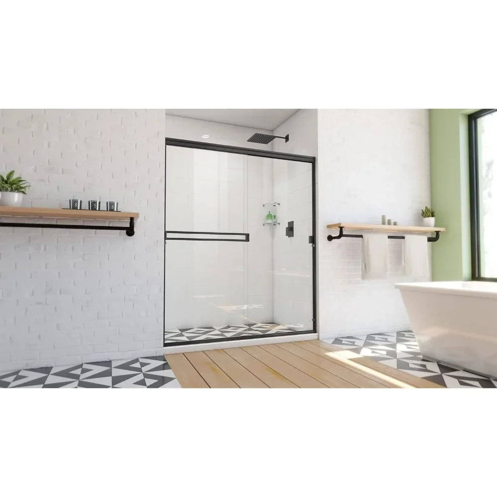 Shower Door, 70 Inch H, Semi-Frameless Sliding, Clear Glass, Bathroom Furniture, Bathroom Glass Doors