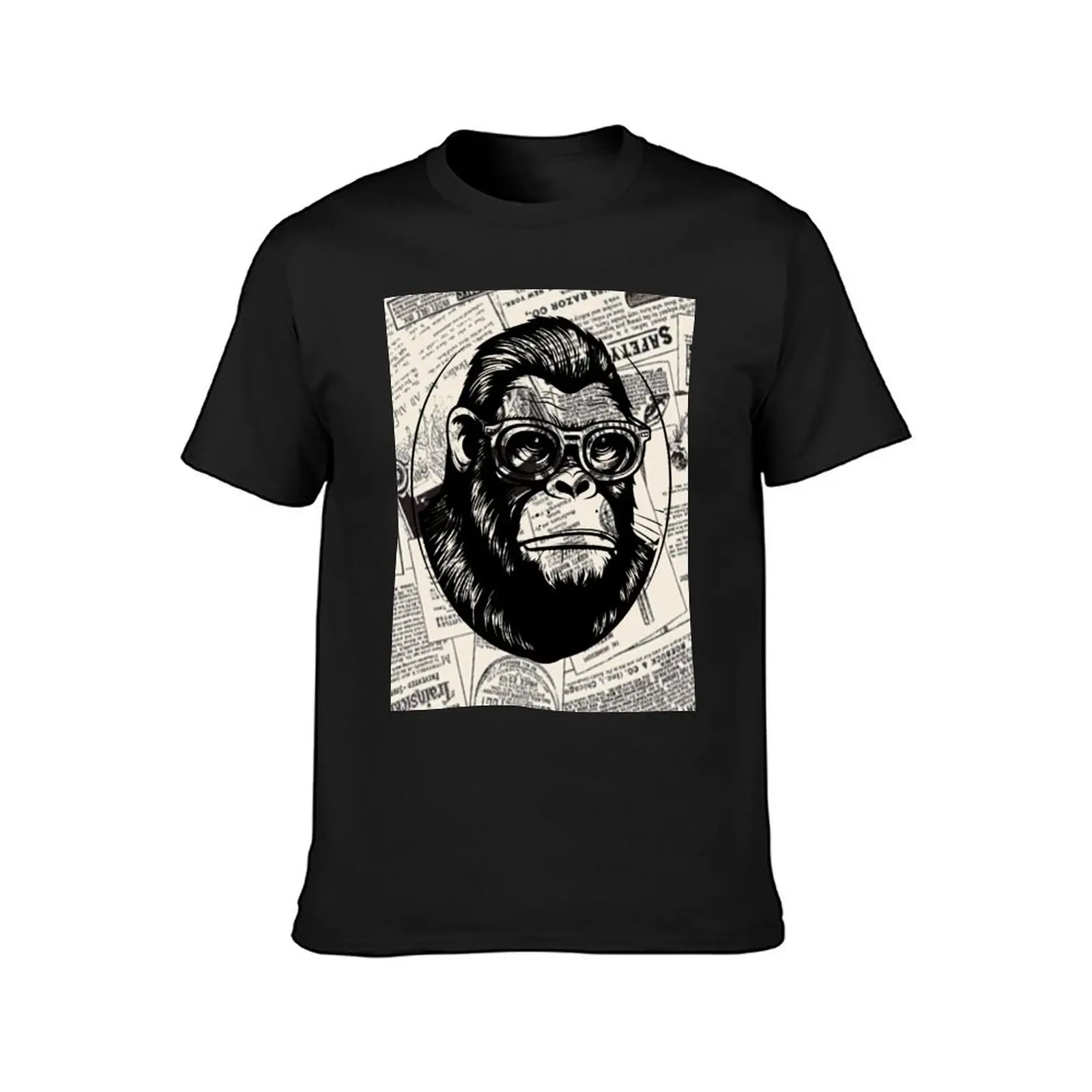 Monkey t-shirts, nature t-shirts, cute wildlife t-shirts, vintage style t-shirts. ,newspaper T-Shirt oversized mens clothes