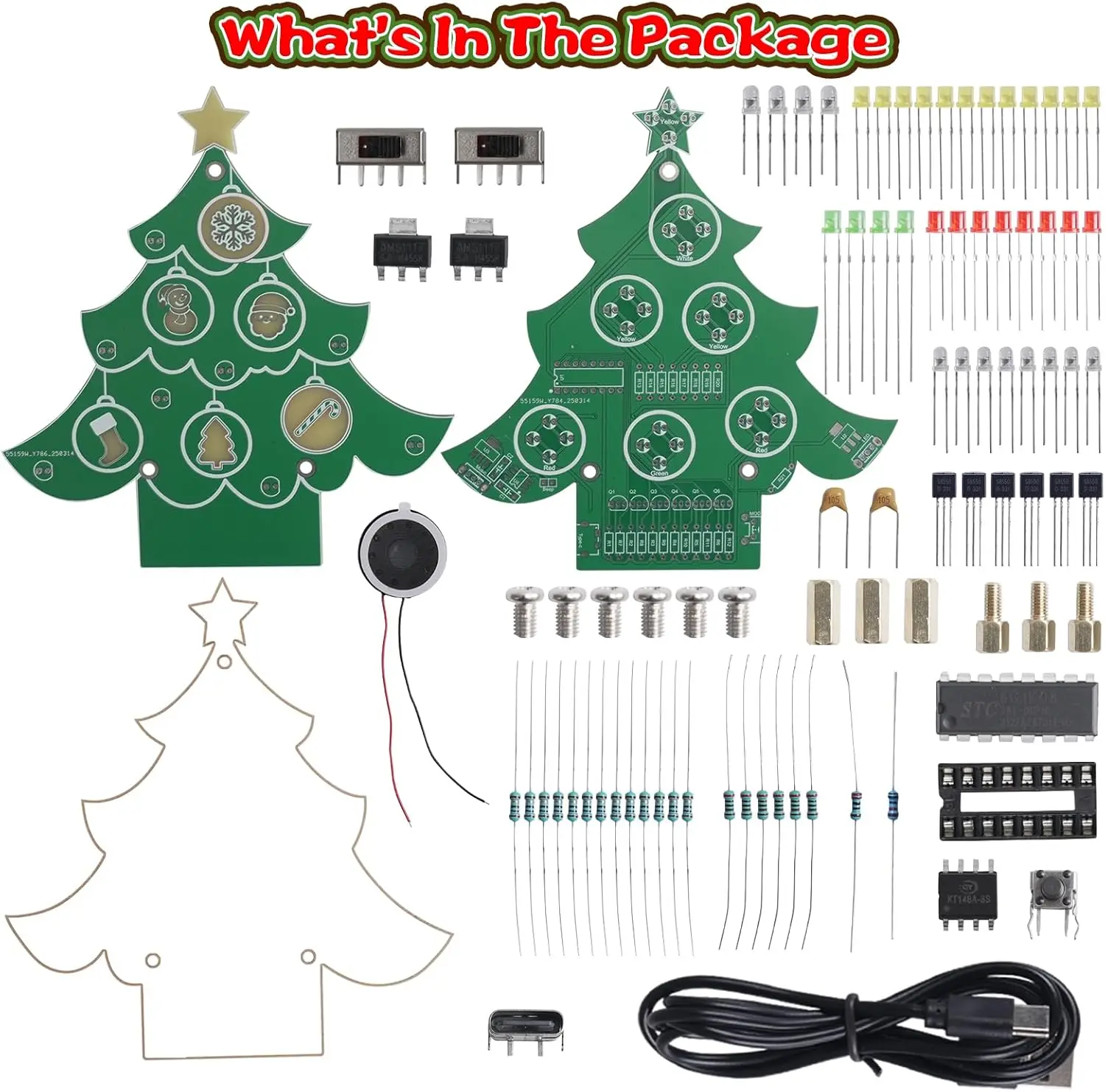 Musical Christmas Tree Soldering Kit with Flashing Colorful Lights Fun DIY Electronics Project for STEM Learning Xmas Gift Decor