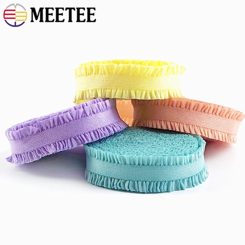 

10/20/50Yards 1.3cm Double Ruffle Elastic Bands Baby Garment Decor Rubber Band Hairwear Dress Stretch Tape Sewing Accessories
