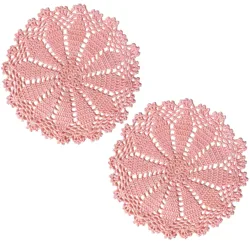 BomHCS-Handmade Round Crochet Lace Placemats, tapetes de mesa, vasos, 2pcs