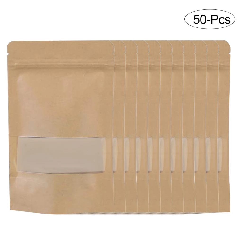 50 reusable zipper bag lock sealed waterproof kraft paper bags