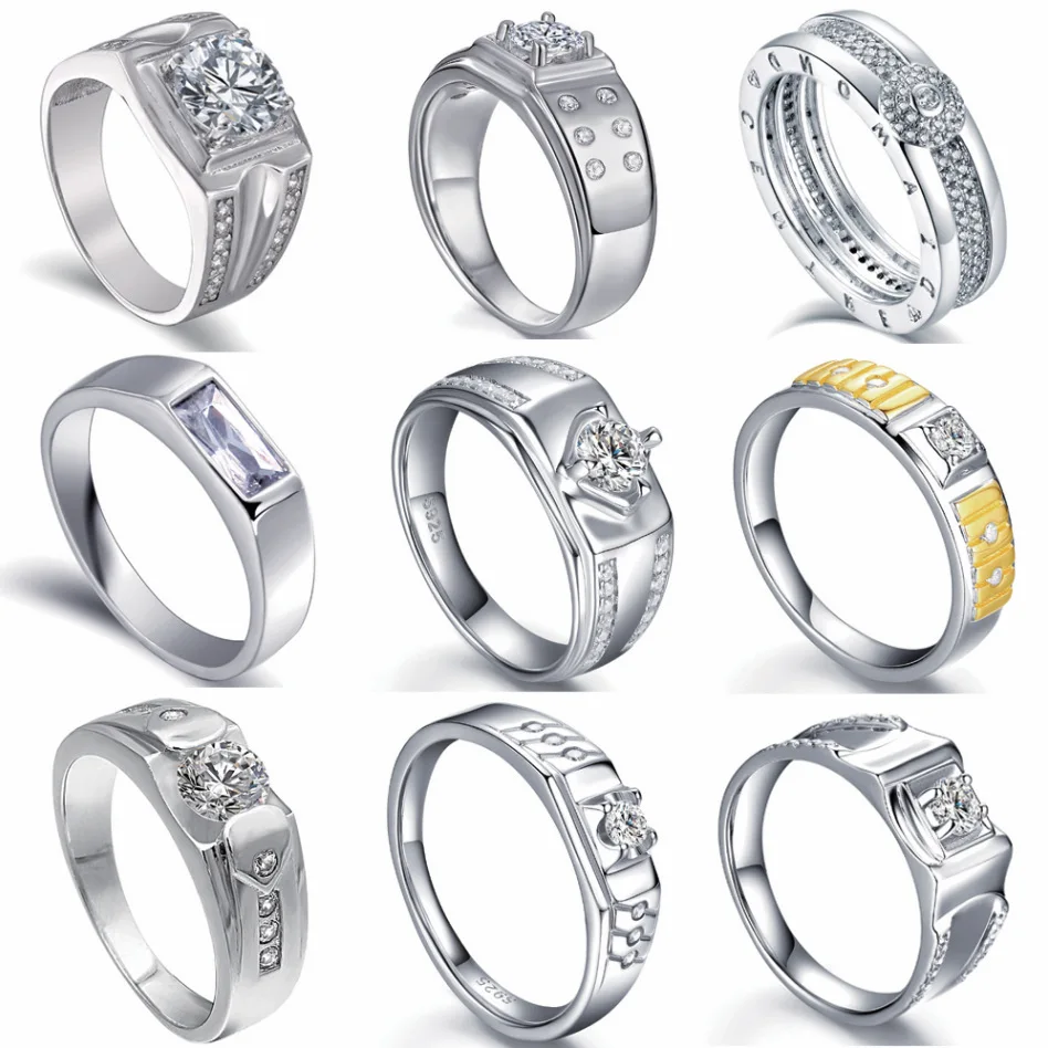 Hot selling fashionable men's ring 100% s925 pure silver ring, fashionable and versatile 5A zircon ring, wedding jewelry