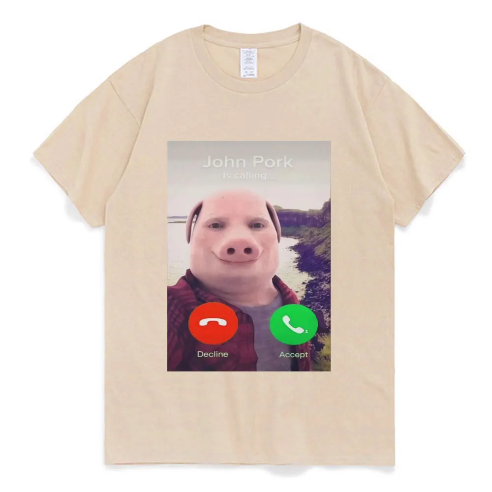 John Pork Is Calling T-Shirt Funny Gift T Shirt Unisex Fashion Casual Oversized Short Sleeve Streetwear Summer 100% Cotton Tees