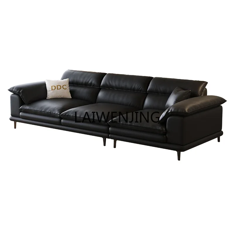 LYN Italian minimalist elephant ear leather sofa black first layer cowhide sofa