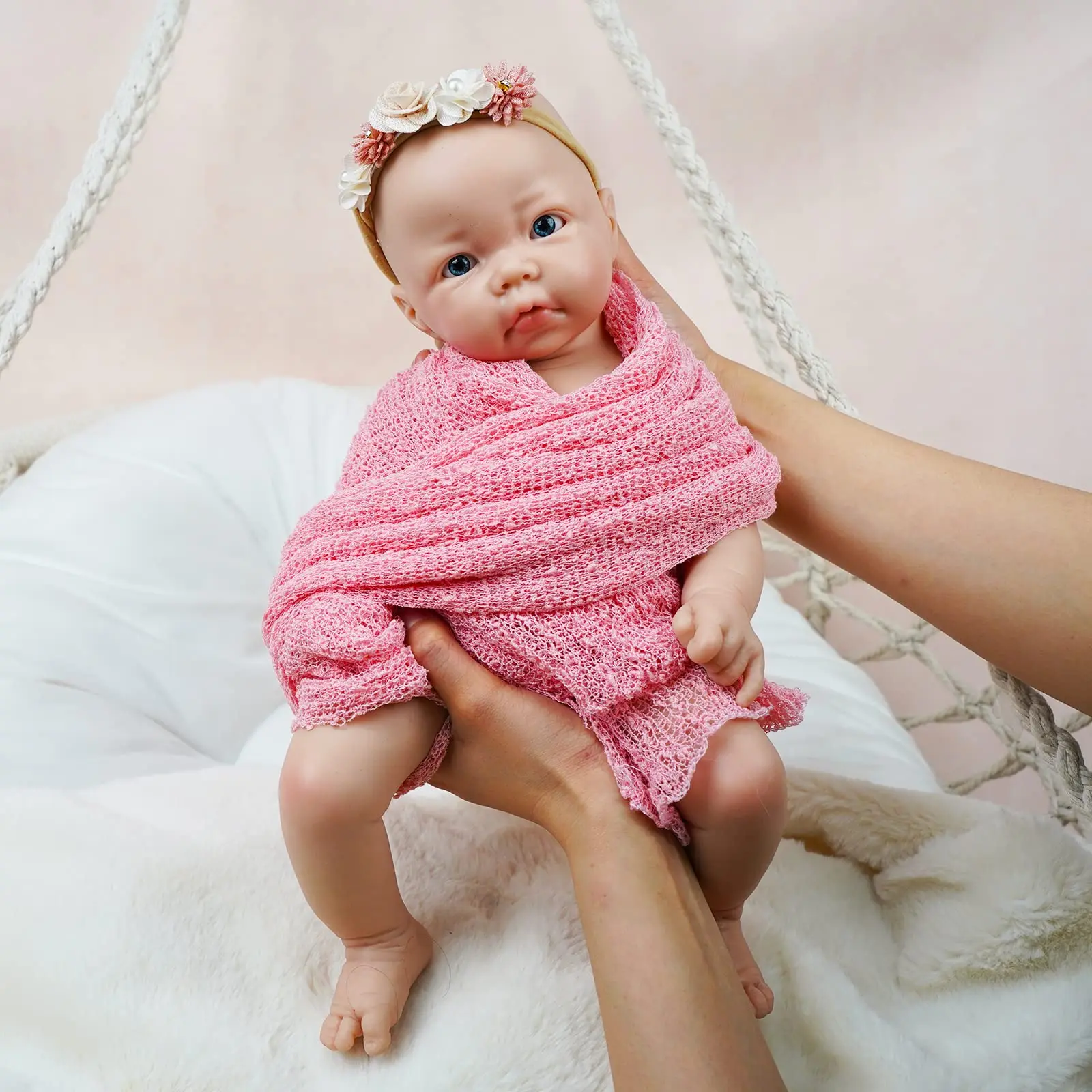 17 Inch Full Platinum Silicone Reborn Baby Doll Jerry Girl Realistic Newborn Baby Doll Open Eyes Real Life Bebe Dolls