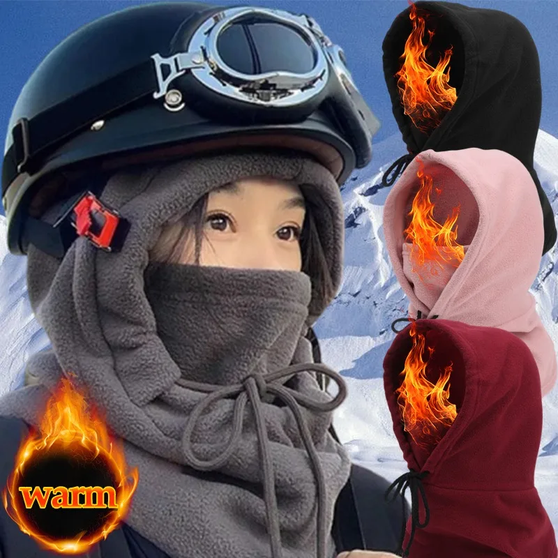 New Winter Thermal Neck Warmer Outdoor Fleece Balaclava Scarf Skiing Face Mask Snood Hood Hat Windproof Keep Warm Cycling Cap