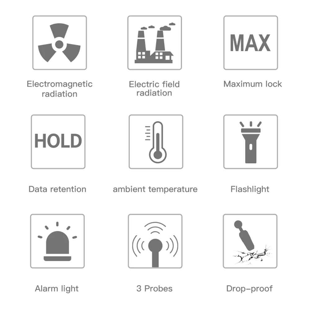 MASTFUYI EMF Meter Electromagnetic Radiation Dosimeter Temperature Electric Field Magnetic Field Radiation Detector