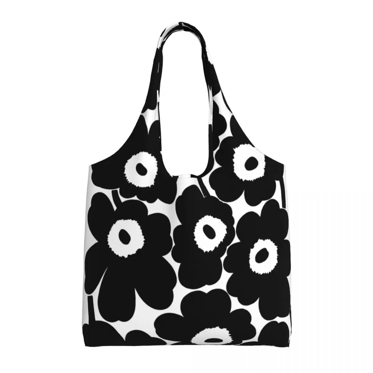 Custom Little Poppy Print Grocery Shopping Bags Canvas Shopper Tote Shoulder Bags Big Capacity Washable  Modern Style Handbag