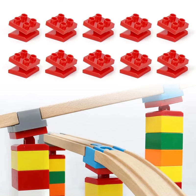 5/10pcs Wooden Track Connectors Universal Rotatable Building Blocks Connection Adapters fit for Brand Wooden Train Tracks Toys