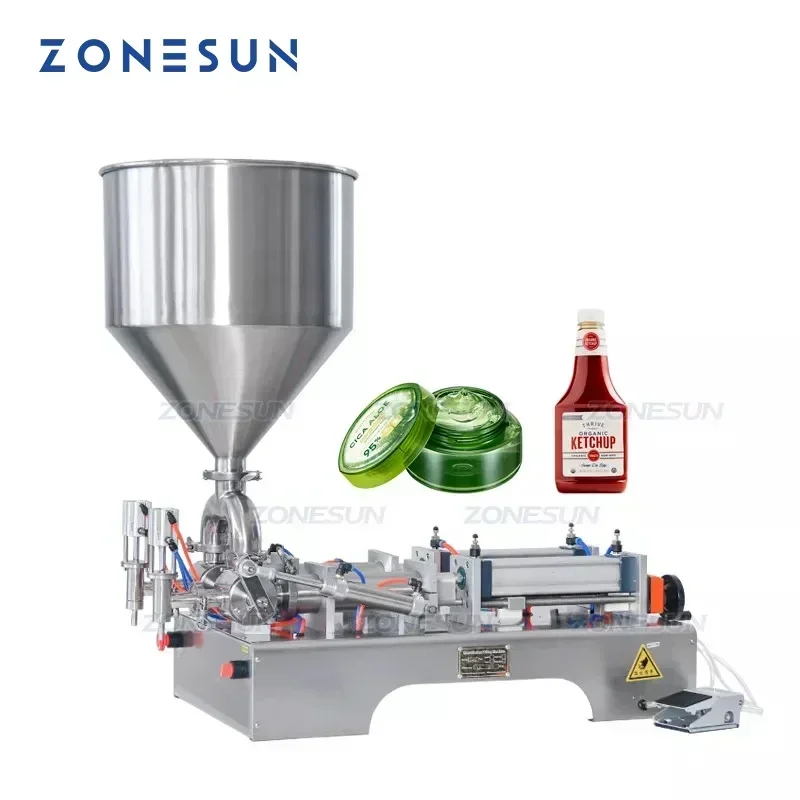 

ZONESUN ZS-GT2P Fully Pneumatic Paste Filling Machine Double Nozzles Cream Sauce Bottle Filler