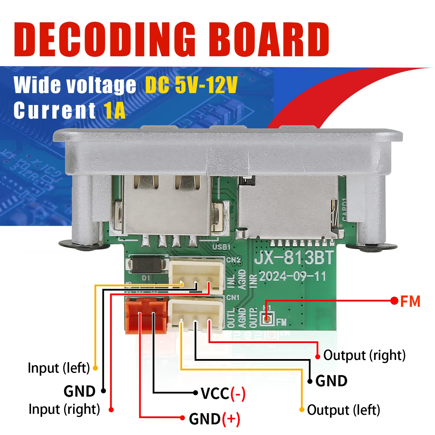 ARUIMEI 5V 12V Car MP3 Player Decoder Board Audio Module Wireless FM Receiver Radio WMA FM TF USB 3.5mm AUX For Car accessories