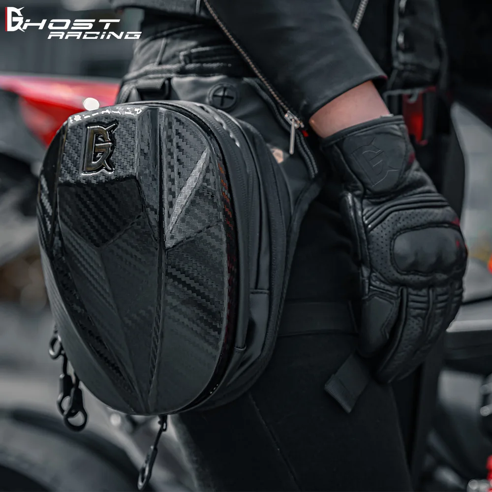 

GHOST RACING Waterproof Motorcycle Bag Drop Leg Bag Outdoor Casual Moto Bag Motorbike Hard Shell Hip Belt Backpack