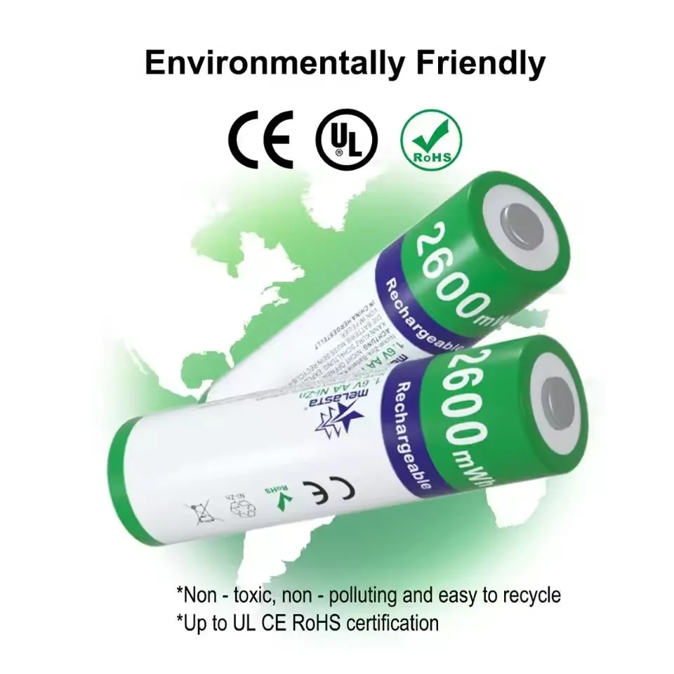 Melasta NIZN AA 1.65V 2600mWh Rechargeable Battery 2A Ni-Zn Rechargeable Batteries For Toys MP3 Solar Lights Camera MP4 RC Car