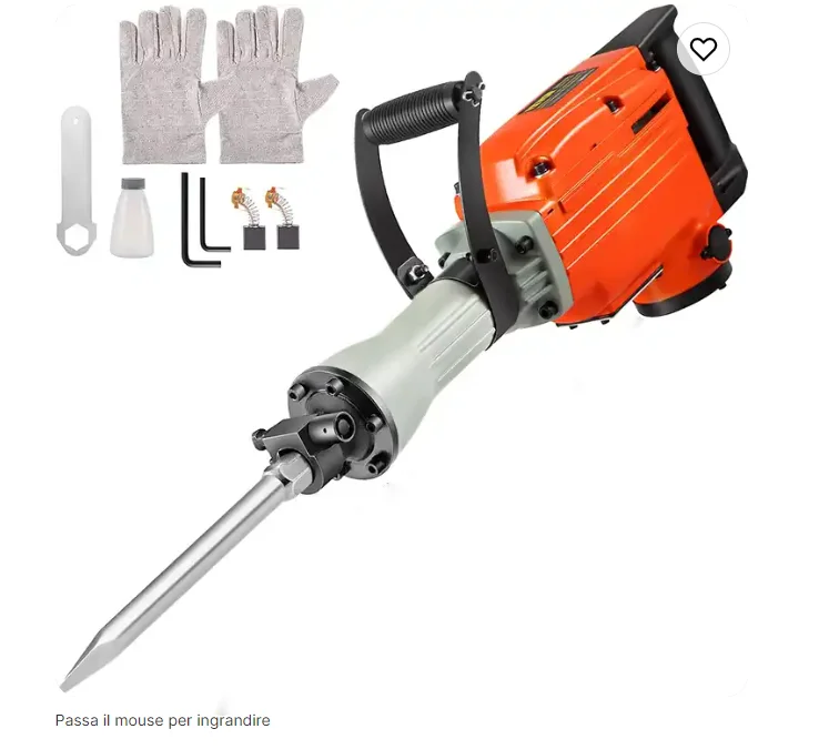 Electric Demolition Jack Hammer with Point and Flat Chisel Bits - Power Hammer Drills