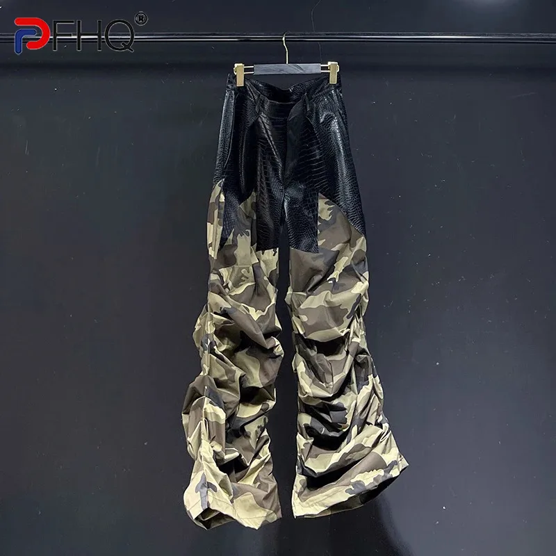 PFHQ 2025 جديد التمويه المرقعة الرجال سراويل تقليدية عصرية مستقيم الساق فضفاض بنطلون الصيف شارع العليا الرجال 21E6495