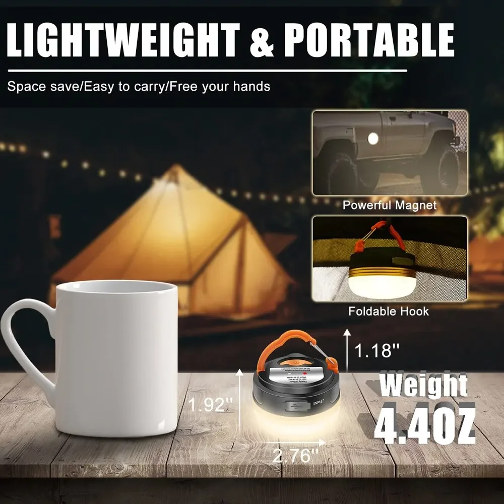 Outdoor LED Camping Lights 3 Modes MiNi Portable Tent Lamp USB Rechargeable Portable Lantern Waterproof Emergency Light