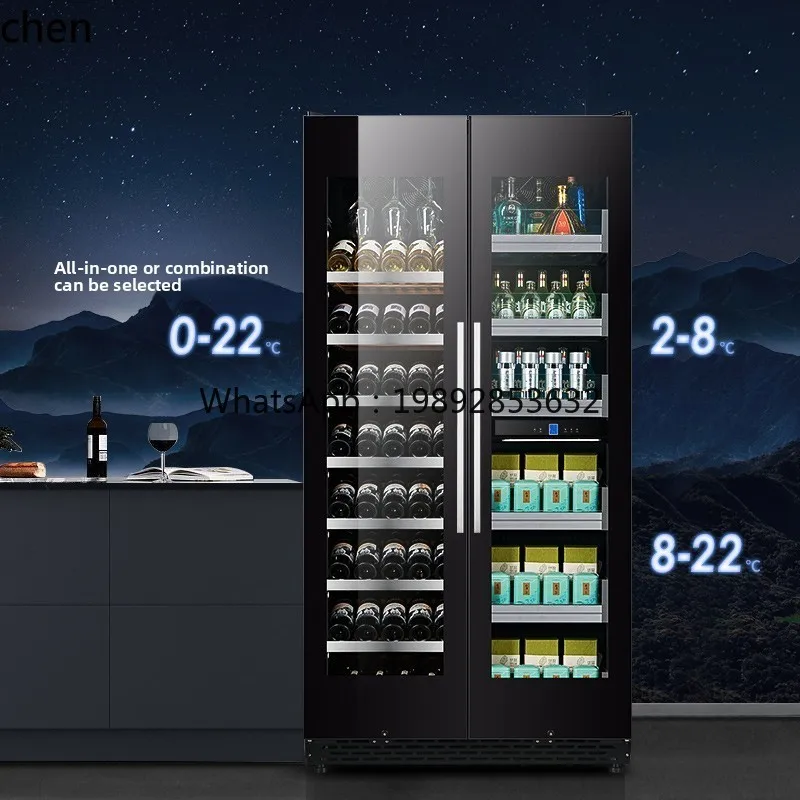 armadietto per il vino con barra di ghiaccio armadietto per vino rosso raffreddato ad aria soggiorno domestico frigorifero incorporato congelatore in vetro per bevande da tè