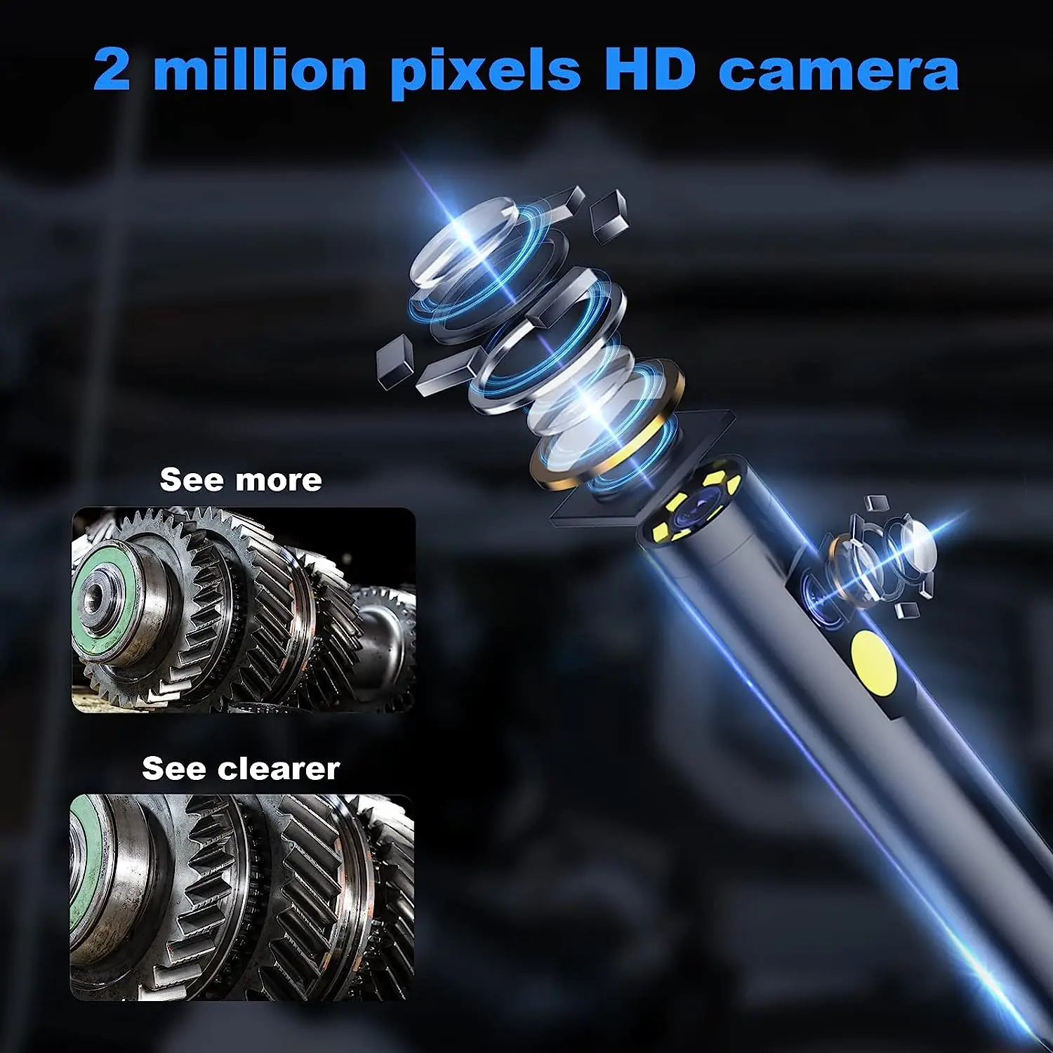 Endoscopio Industrial CMOS, cámara de otoscopio de inspección de boroscopio, microscopio Digital, 2MP, 1080P, 8mm, doble lente, WIFI