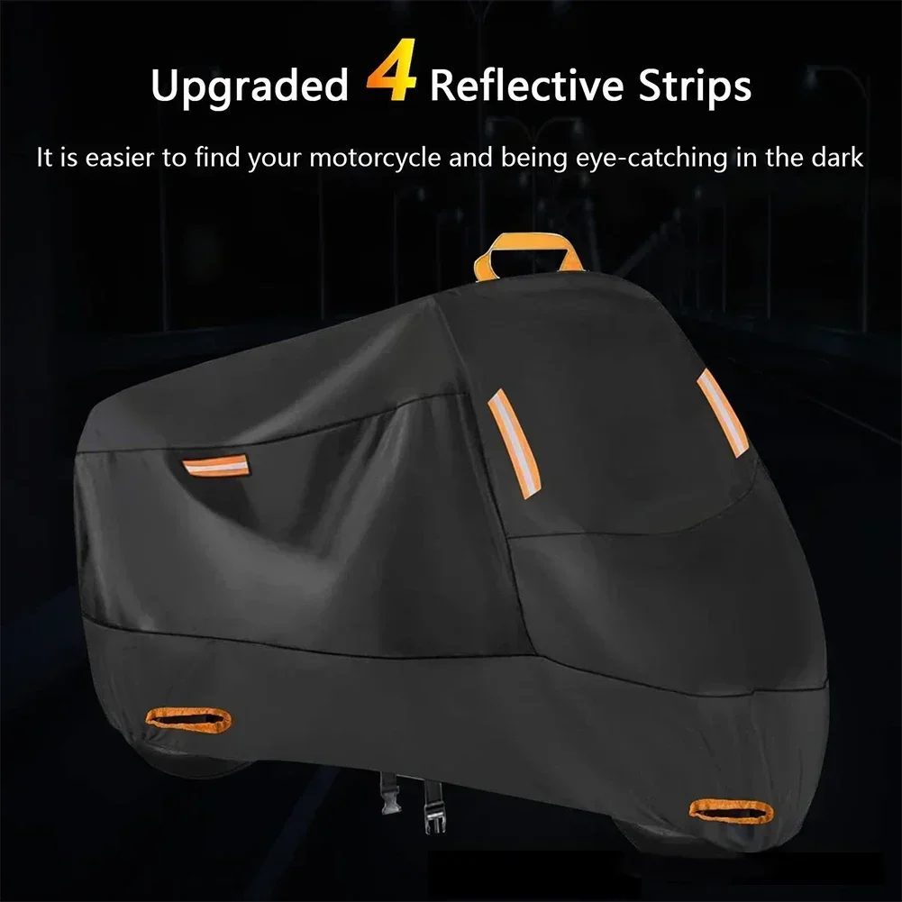 Cubierta de motocicleta impermeable para todas las estaciones, protección Universal contra el polvo y los restos, protección Uv, 210D, gruesa,