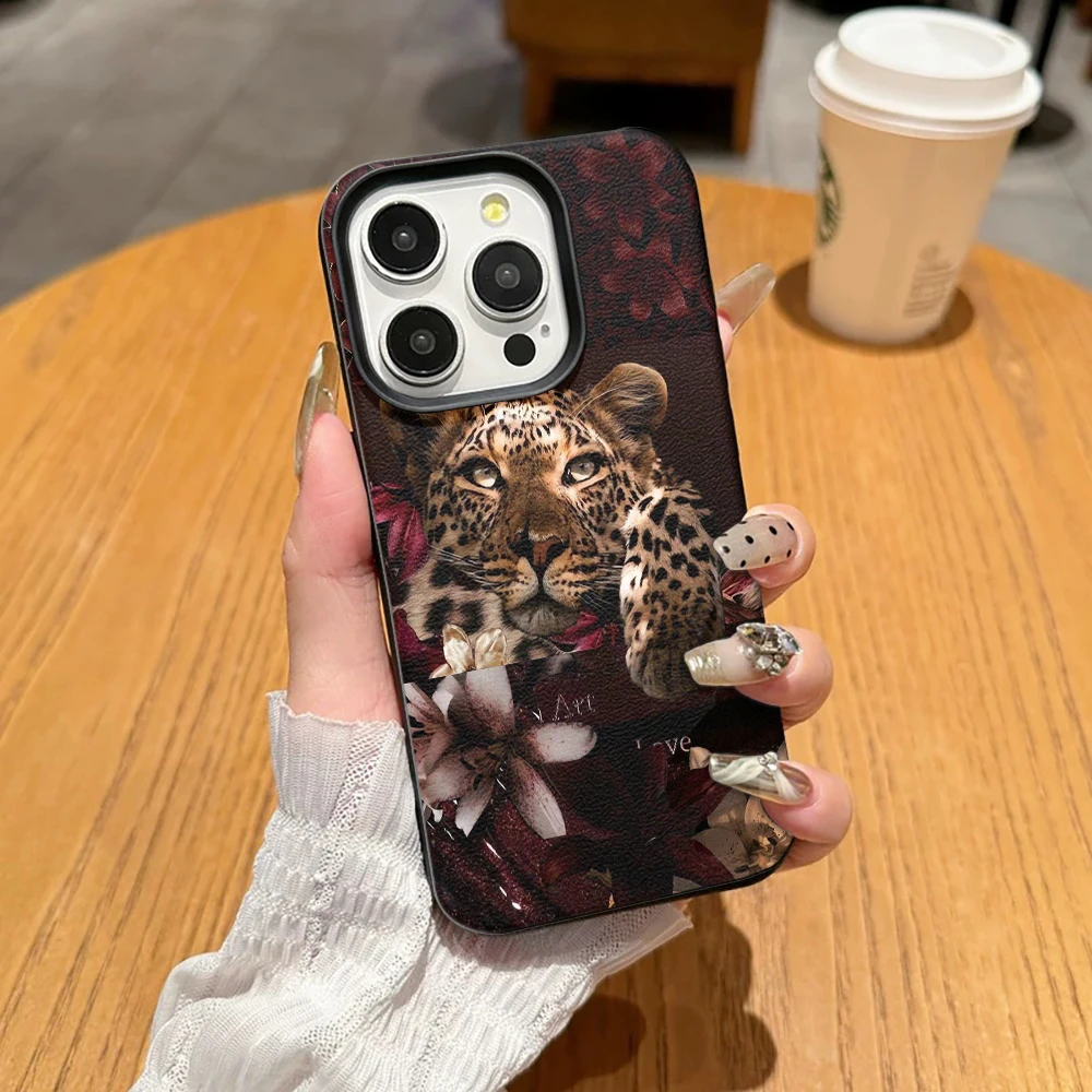 Flower Cheetah Luxury Shockproof Case For Apple Iphone 17 17E Air 11 12 13 14 15 16 Pro Max Plus Liquid Silicone Cases