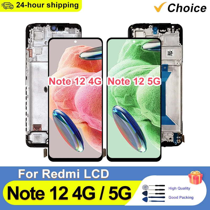 22111317G LCD For Xiaomi Redmi Note 12 4G Display 23021RAAEG Touch Screen Digitizer Replacement For Redmi Note 12 5G LCD