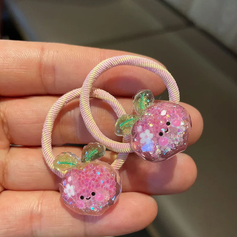 New Glow in The Dark Kids Shiny Hair Ties Fruit Animal Cartoon Elastic Bands Cute Children Mini Hair Elastics