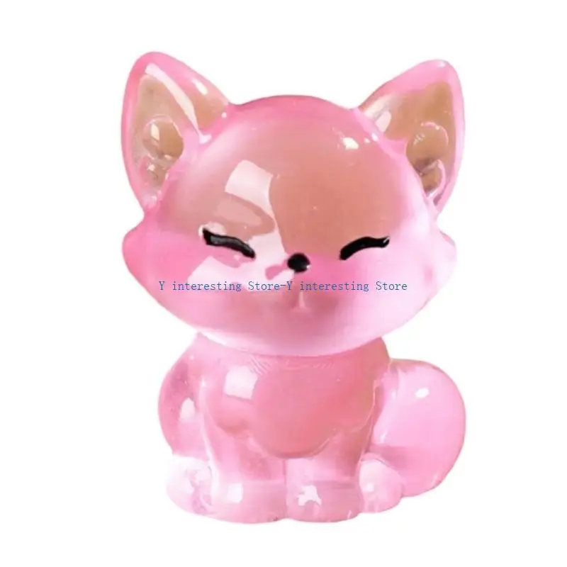 

896A 6pcs Glowing in Dark Miniature Foxes Statues for Home and Office Decoration