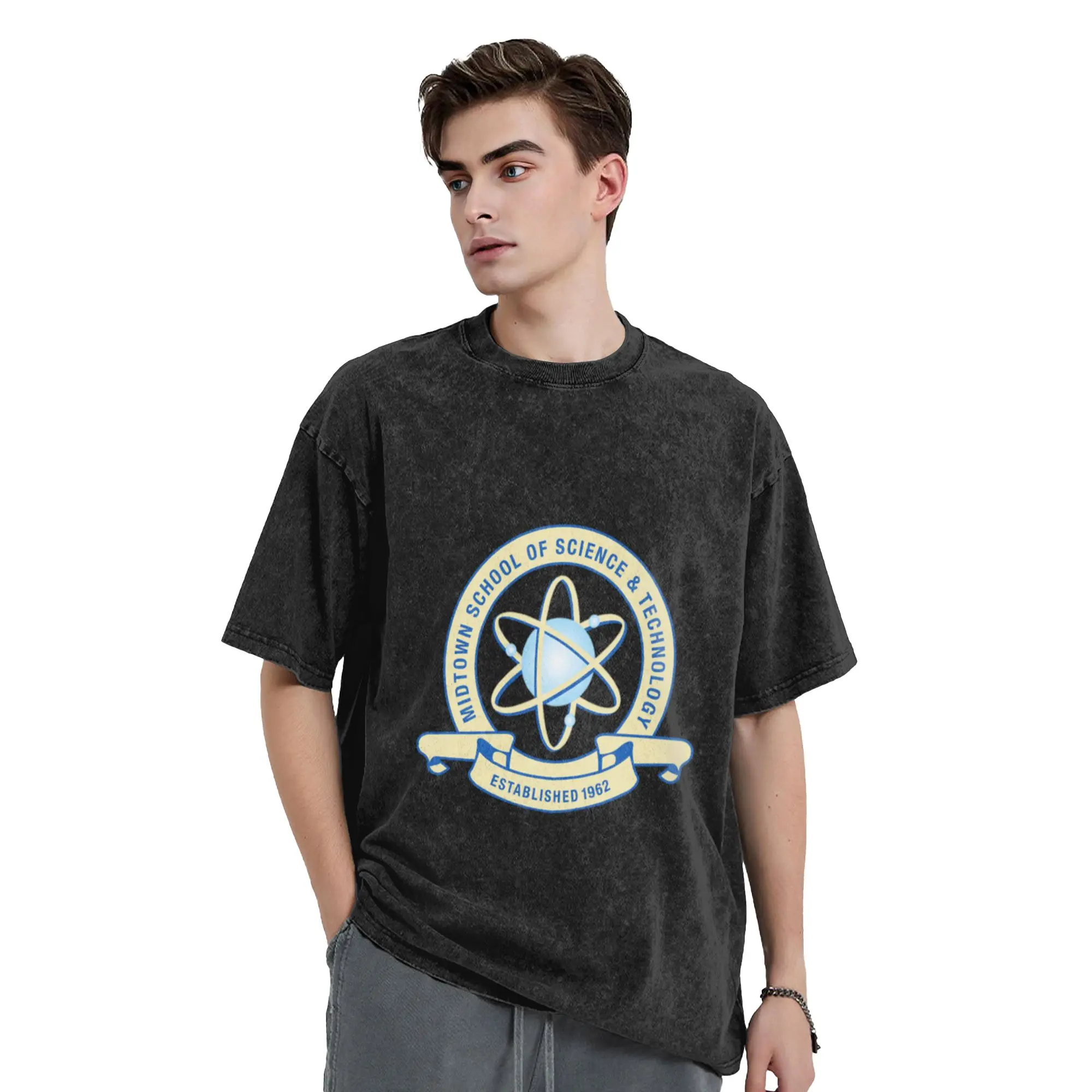 Midtown School of Science   Technology  Classic Chic A Washed T Shirt Men's Women's Oversized Cotton Tees Tops