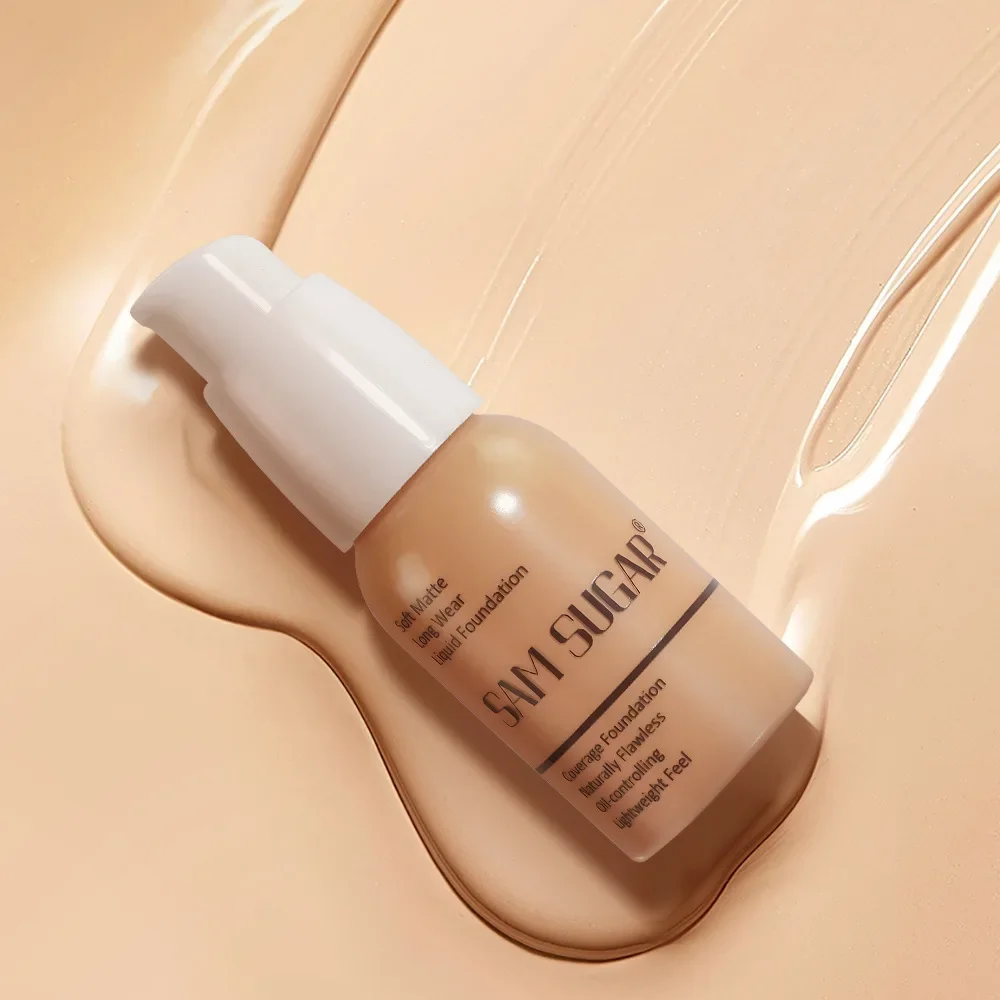 SAM SUGAR Set base per trucco Fondotinta liquido, spugna per trucco, cipria in polvere e primer Controlla lucentezza dell'olio, riempie nei pori, le linee sottili