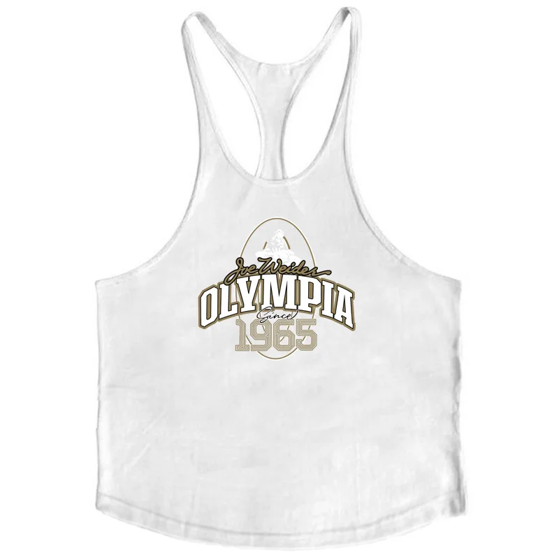 Olympia fitness vest  muscular men's fitness gym base shirt thin shoulder strap pure cotton foreign trade AliExpress trend