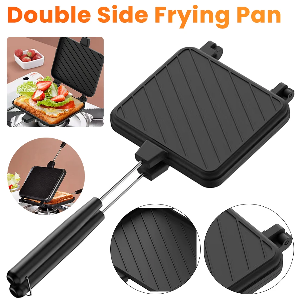 

Double Sided Frying Pan Non Stick Sandwich Toast Maker Aluminum Alloy Flip Grill Pan with Handle Kitchen Cookware BBQ Tools