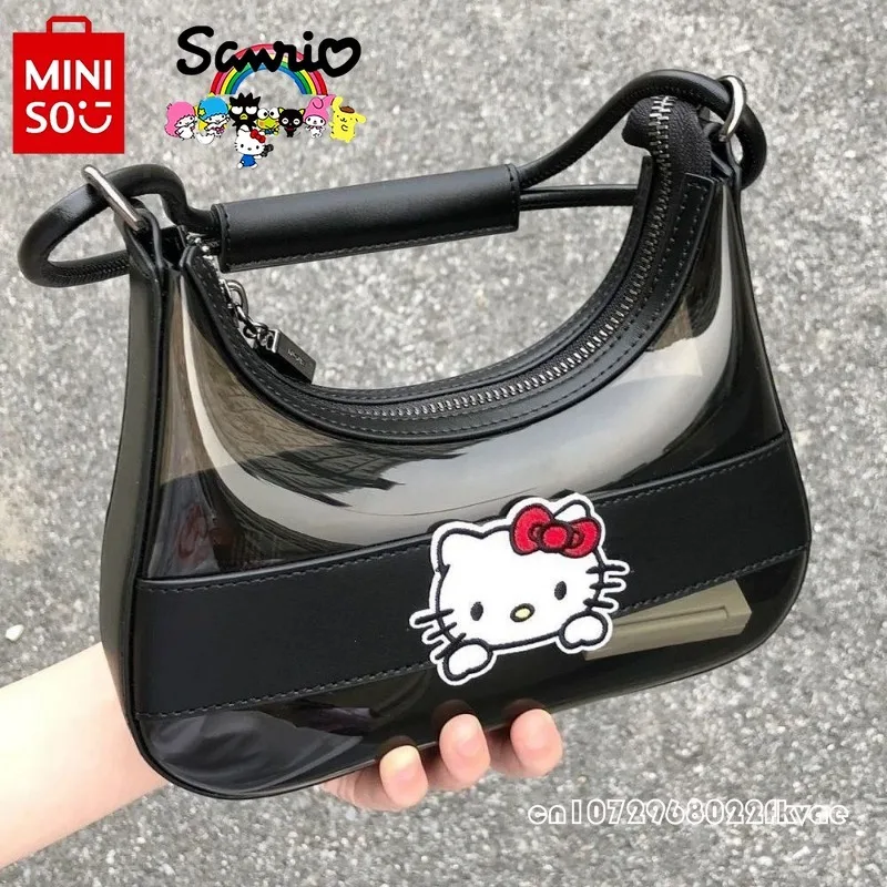 MINISO Hellokitty New Women\'s Handbag Fashionable High Quality Women\'s Crossbody Bag Cartoon Black Versatile Underarm Bag