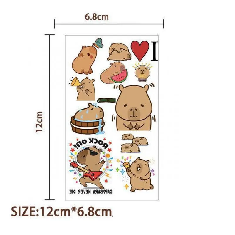一時的な入れ墨のステッカー,面白い漫画,モルモット,腕の顔,ボディーアート,子供,誕生日プレゼント,1セットあたり10個