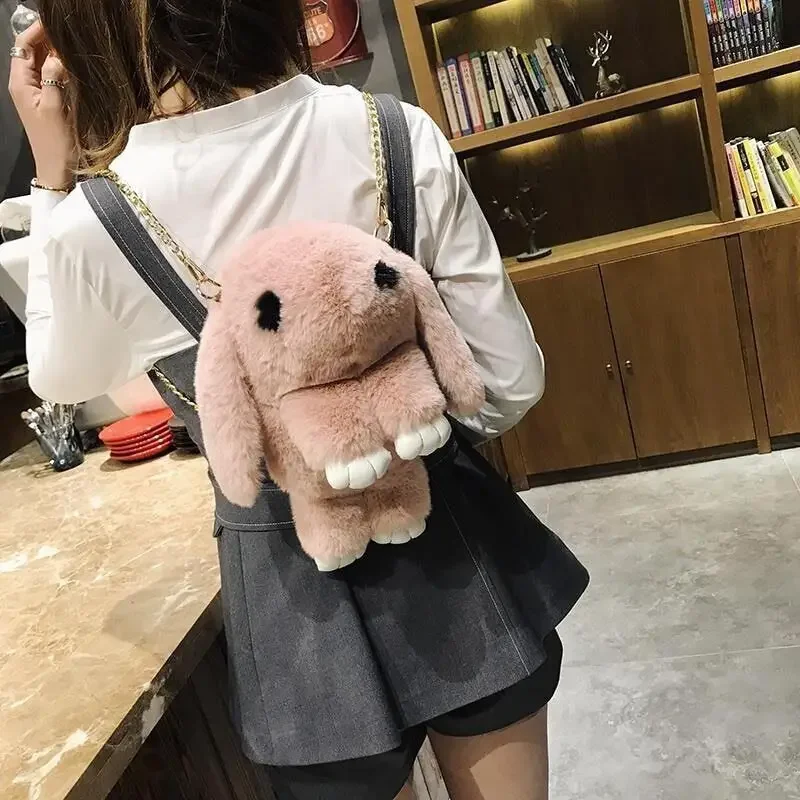 Sacs à bandoulière en peluche lapin mignon pour enfants, jouets cadeaux, sac initié unique