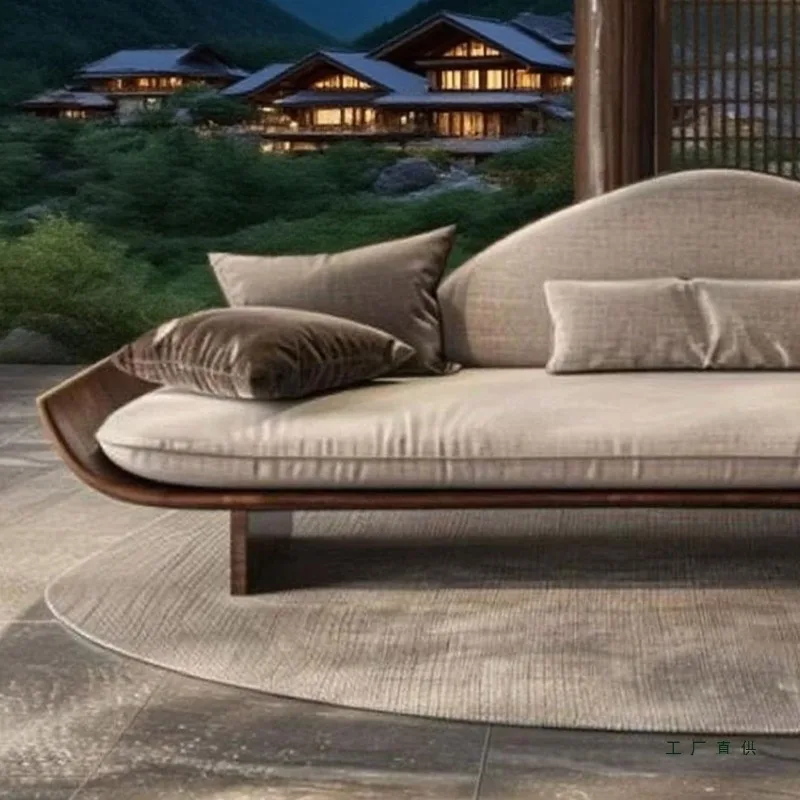 New Chinese Zen black walnut chaise longue home living room villa homestay ash wood leisure custom recliner
