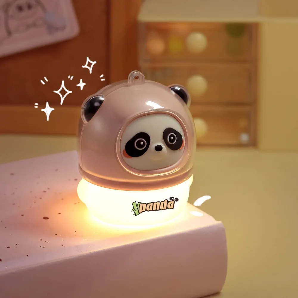 Panda Night Light com carregamento USB, Mini decoração de cabeceira bonito, lâmpada de mesa do coração do sono, presente para a menina